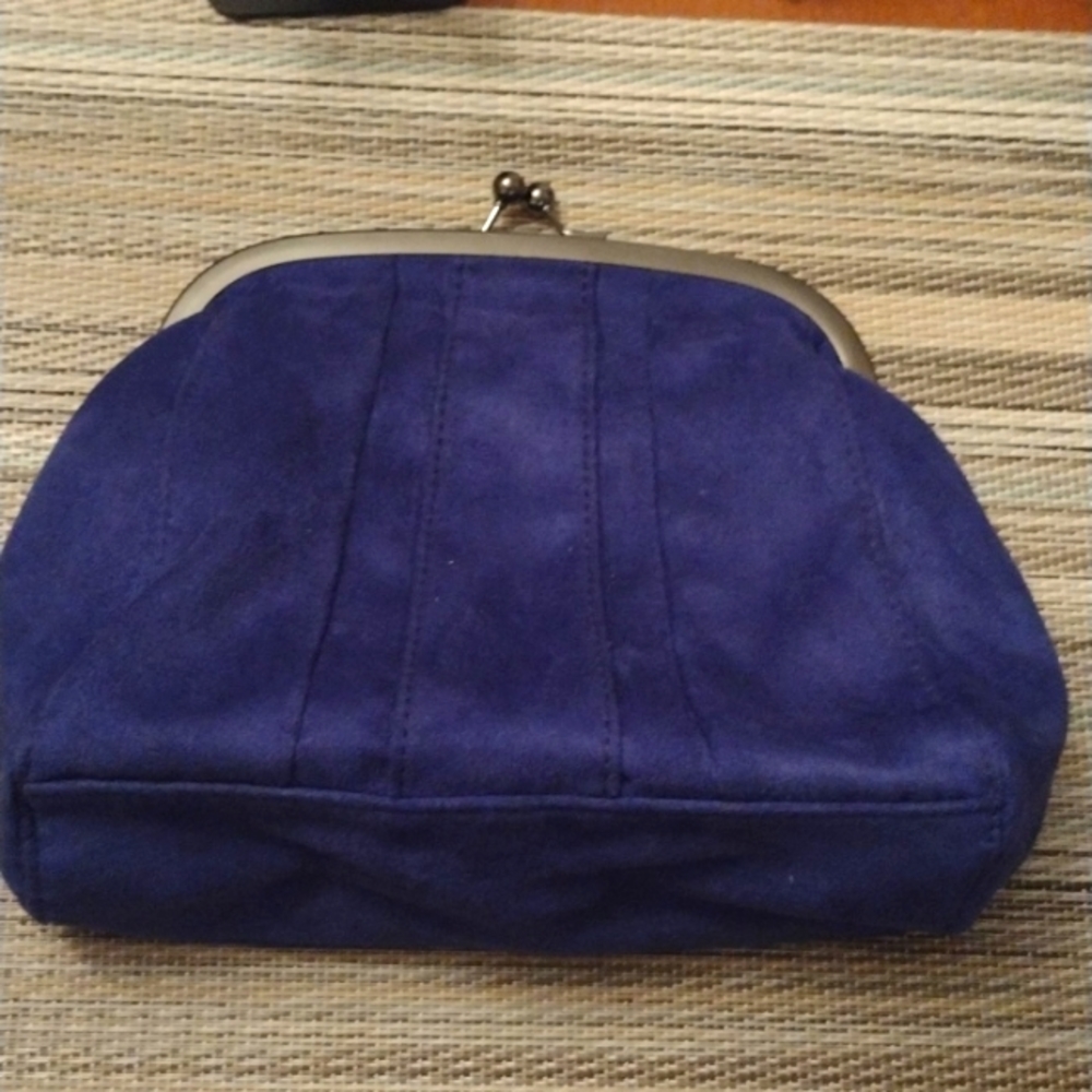 Blue Suede Like Crossbody/Clutch